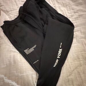 Helmut Lang Black Joggers New York Print